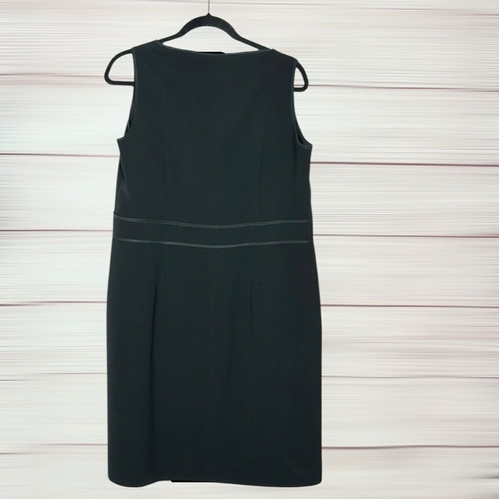 LAFAYETTE 148 Black Sheath Dress Sleeveless Front Zip Closure Size 16 - Picture 7 of 13